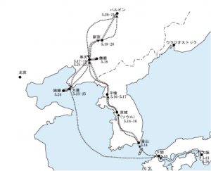 大阪女子師範学校　修学旅行行程地図