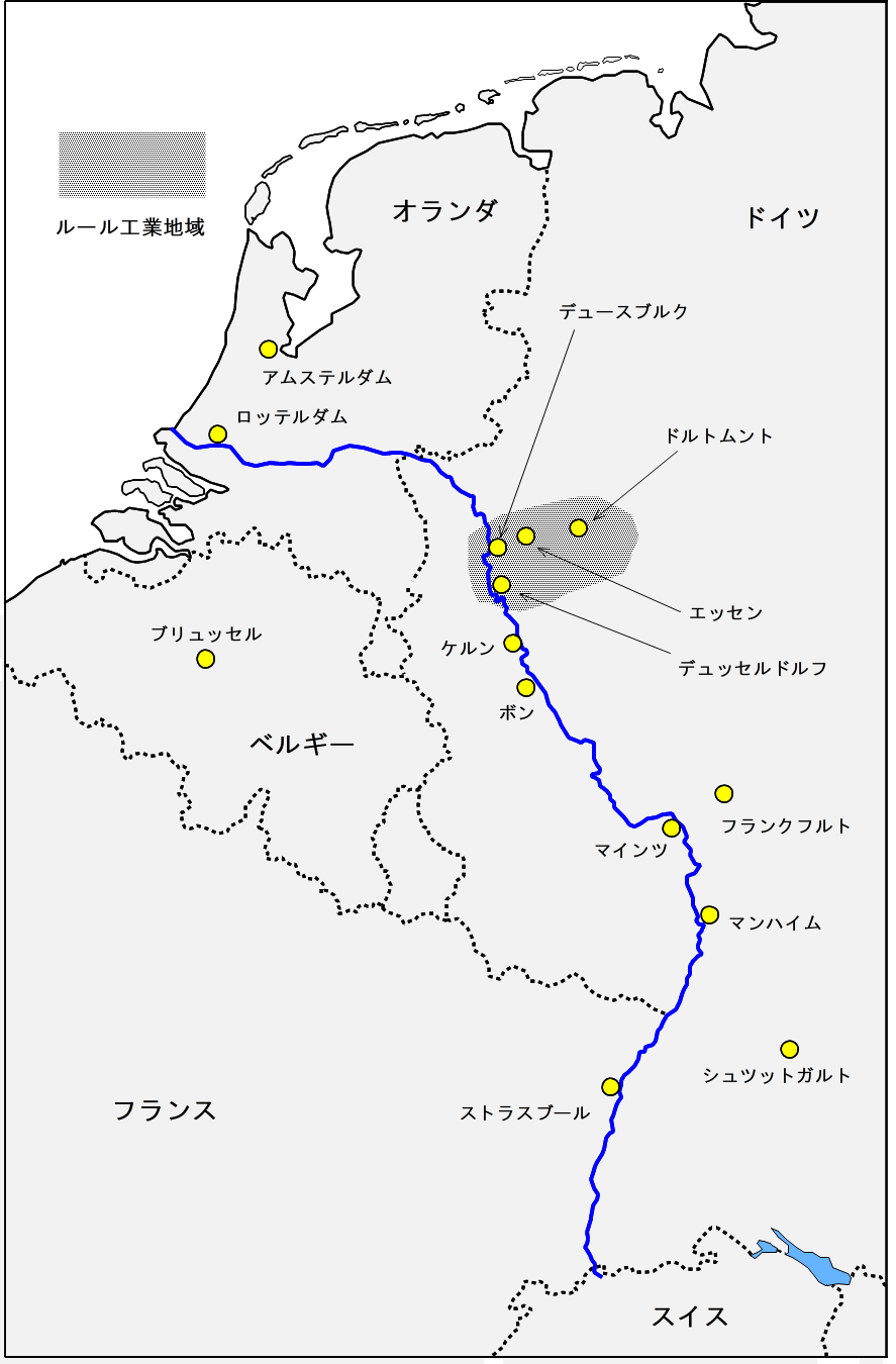 ライン川沿いの白地図を作ってみました 中学校の社会科の授業づくり